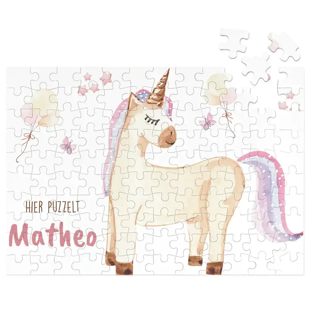 Kinderpuzzle personalisiert mit Namen - Einhorn