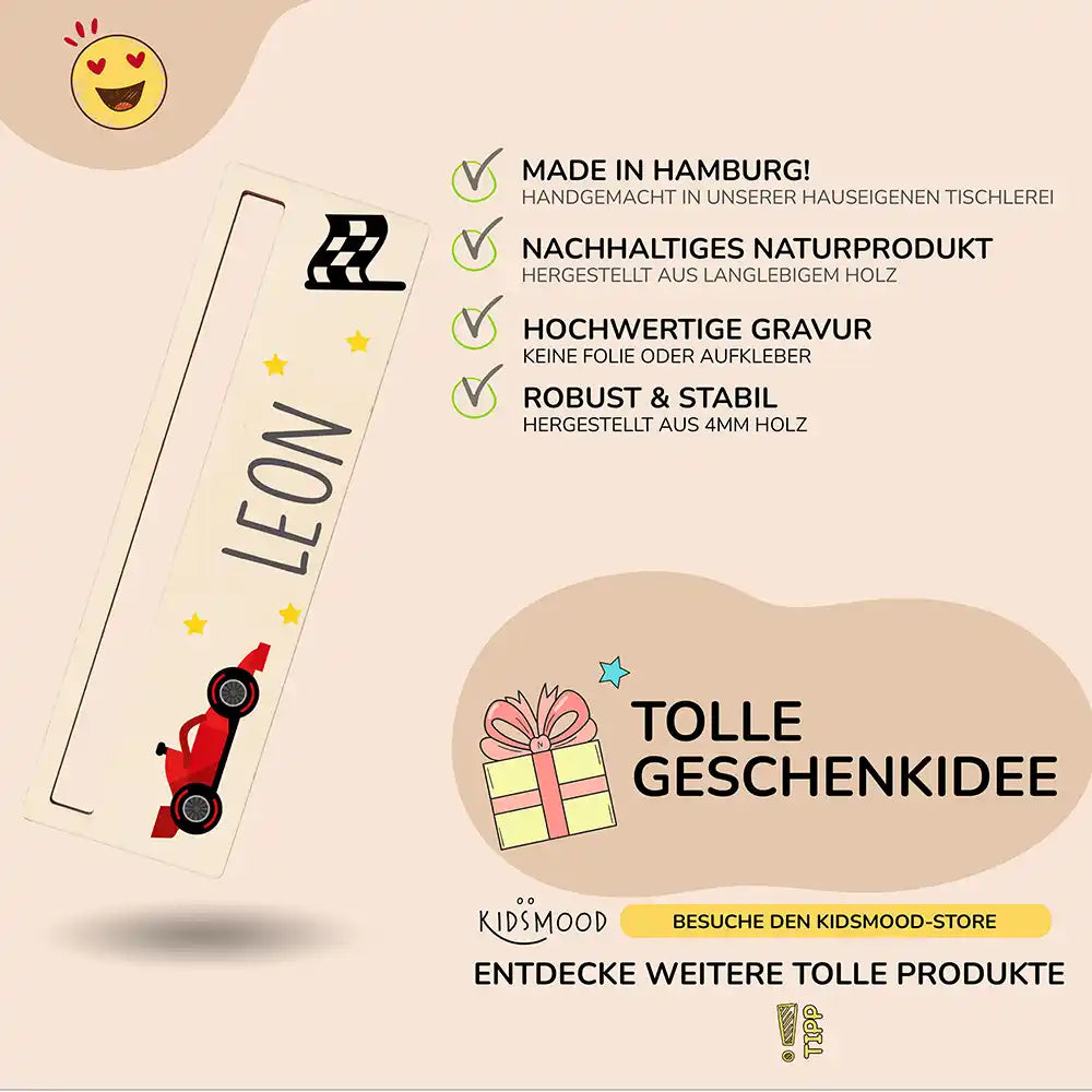 Lesehilfe personalisiert - Rennwagen