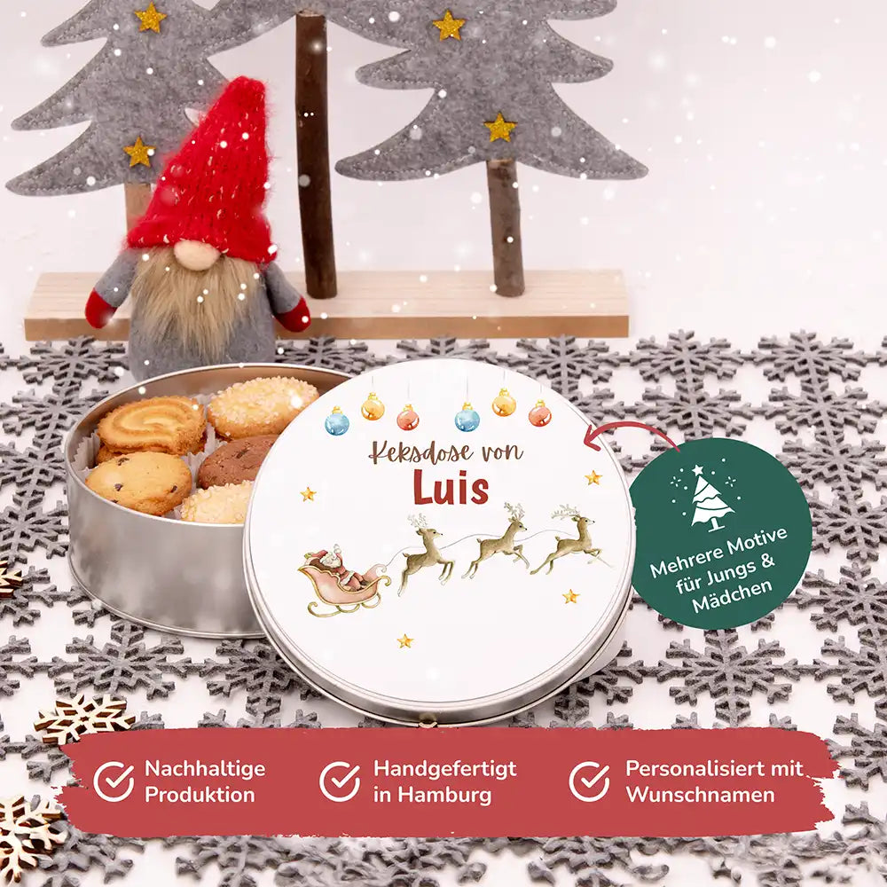 Keksdose aus Metal personalisiert - Rentiere