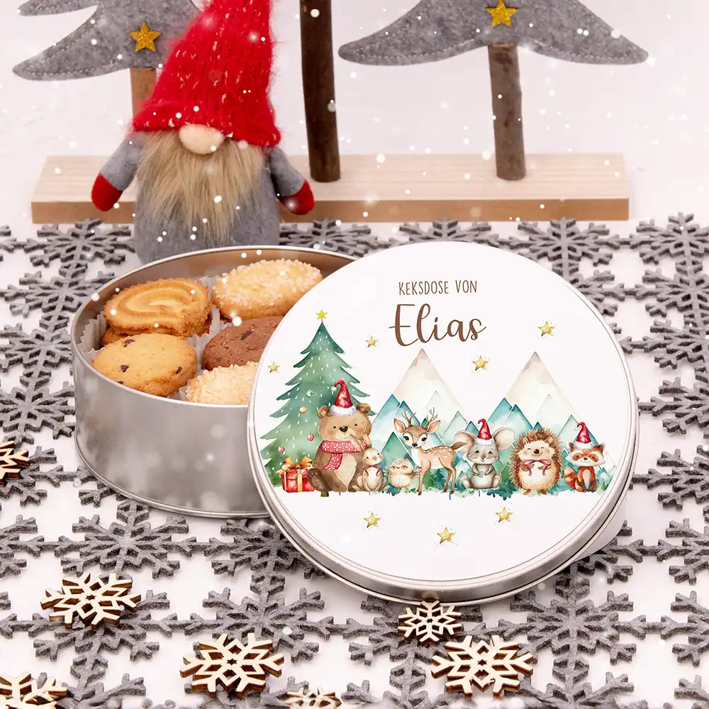 Keksdose aus Metal personalisiert - Kekszauber mit Waldfreunden