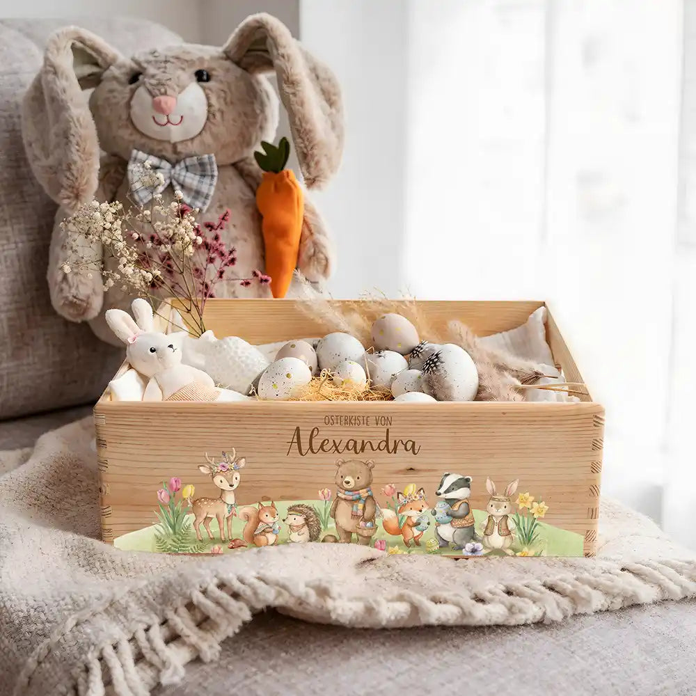 Osterkiste Holz personalisiert - Waldglück