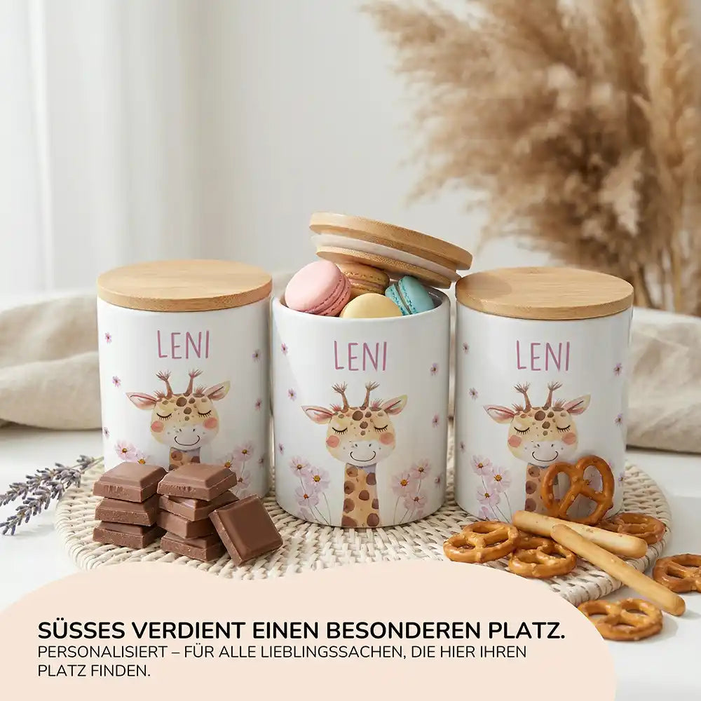 Personalisierte Keksdose Giraffe Blumen - Ansicht 15