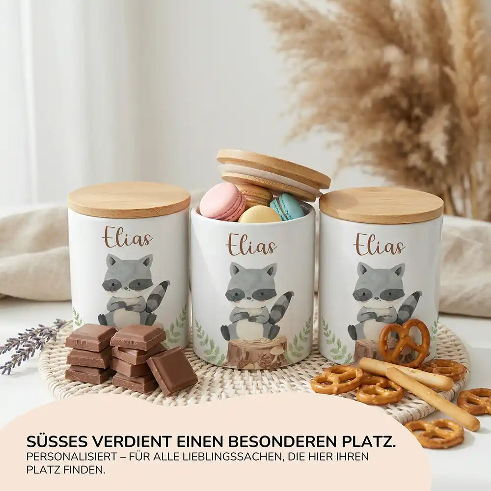 Personalisierte Keksdose Waschbär Wald - Ansicht 15