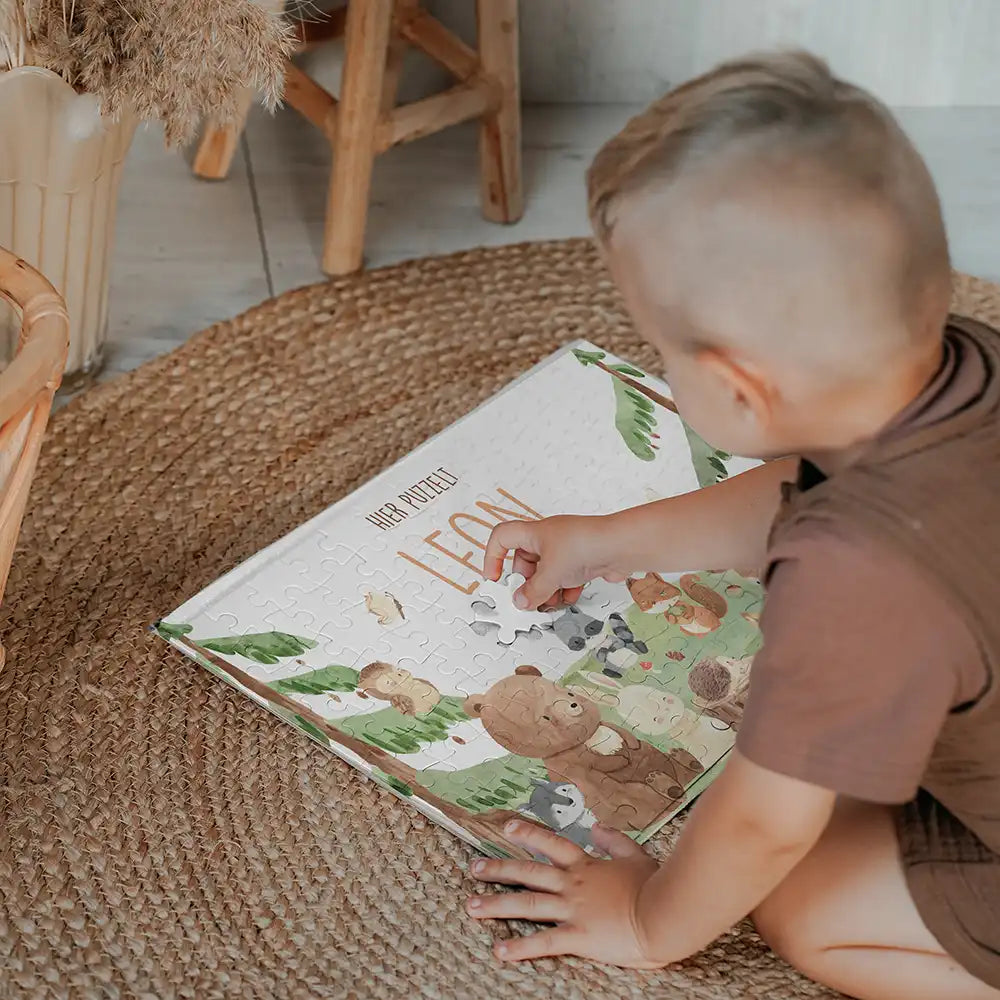 Kinderpuzzle personalisiert mit Namen - niedliche Waldtiere