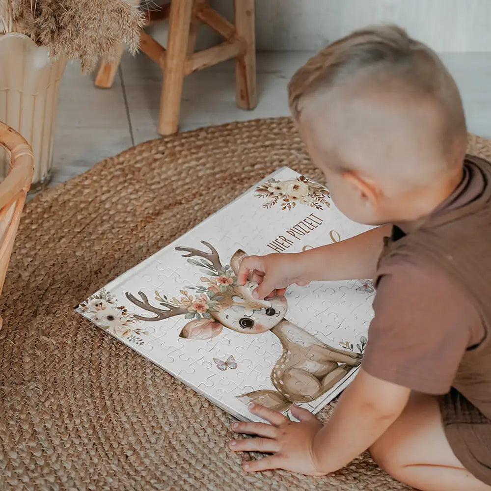 Kinderpuzzle personalisiert mit Namen - Baby Reh