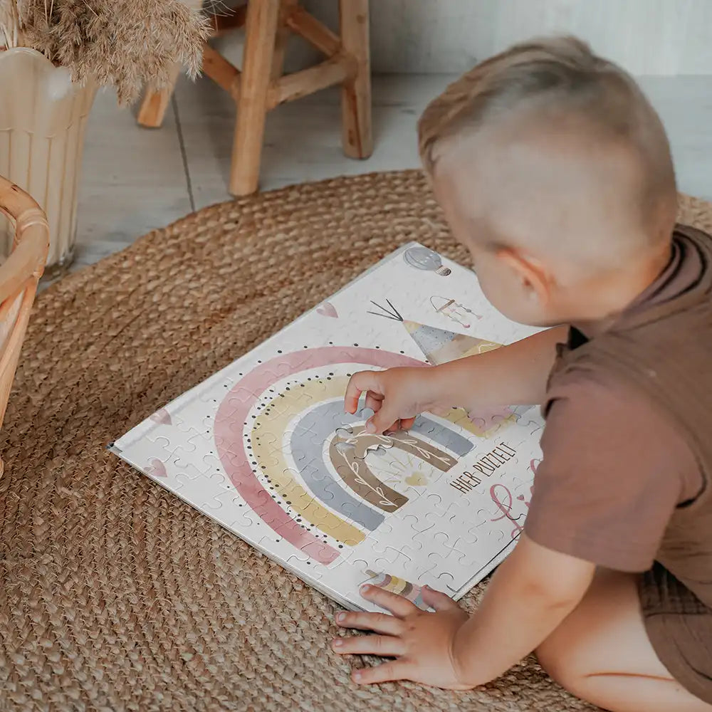 Kinderpuzzle personalisiert mit Namen - Regenbogen Tipi