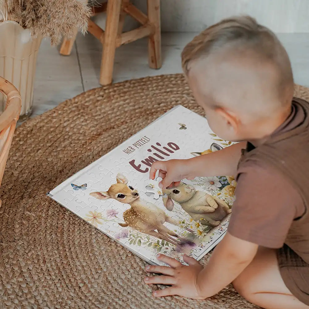 Kinderpuzzle personalisiert mit Namen - Waldtiere