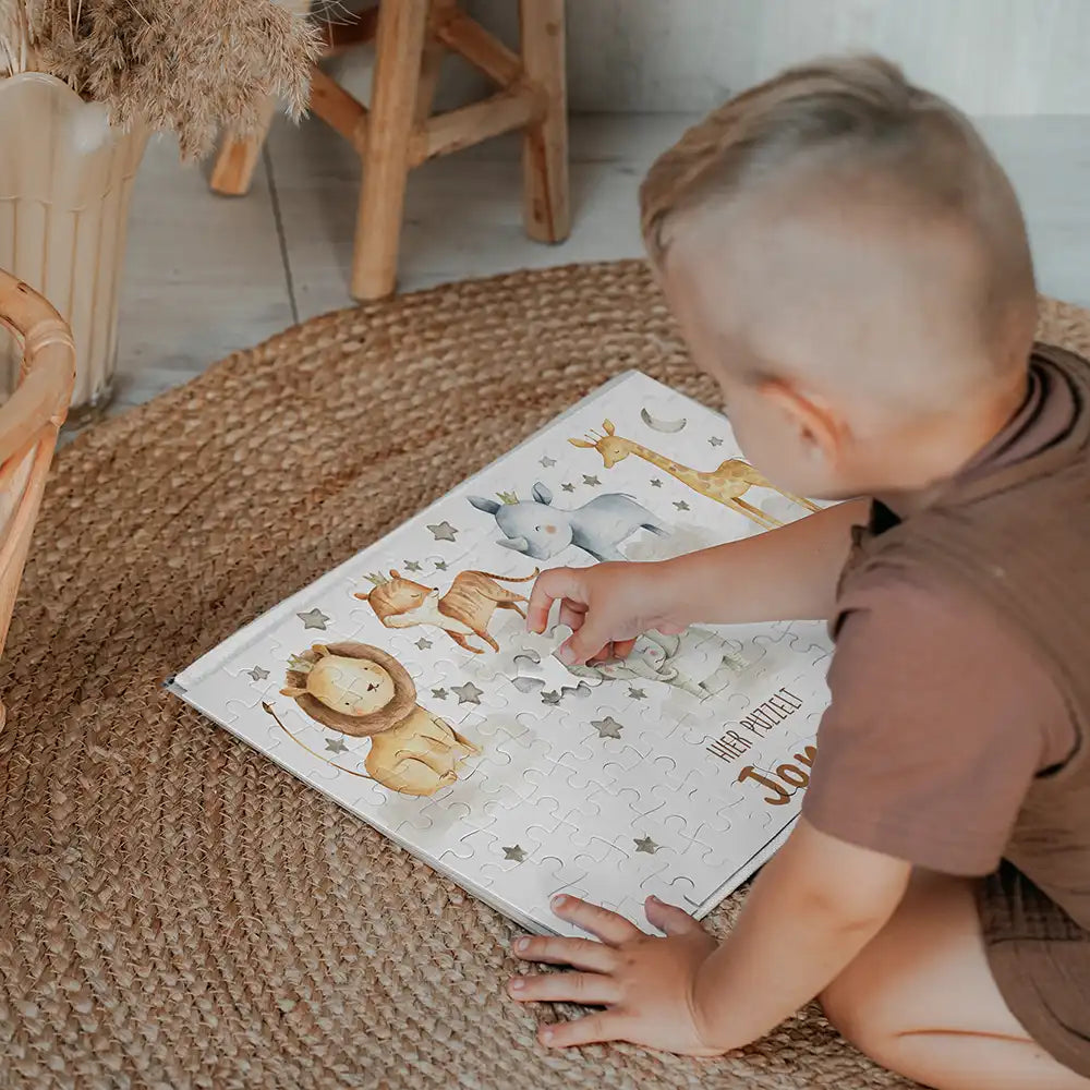 Kinderpuzzle personalisiert mit Namen - Wilde Safari