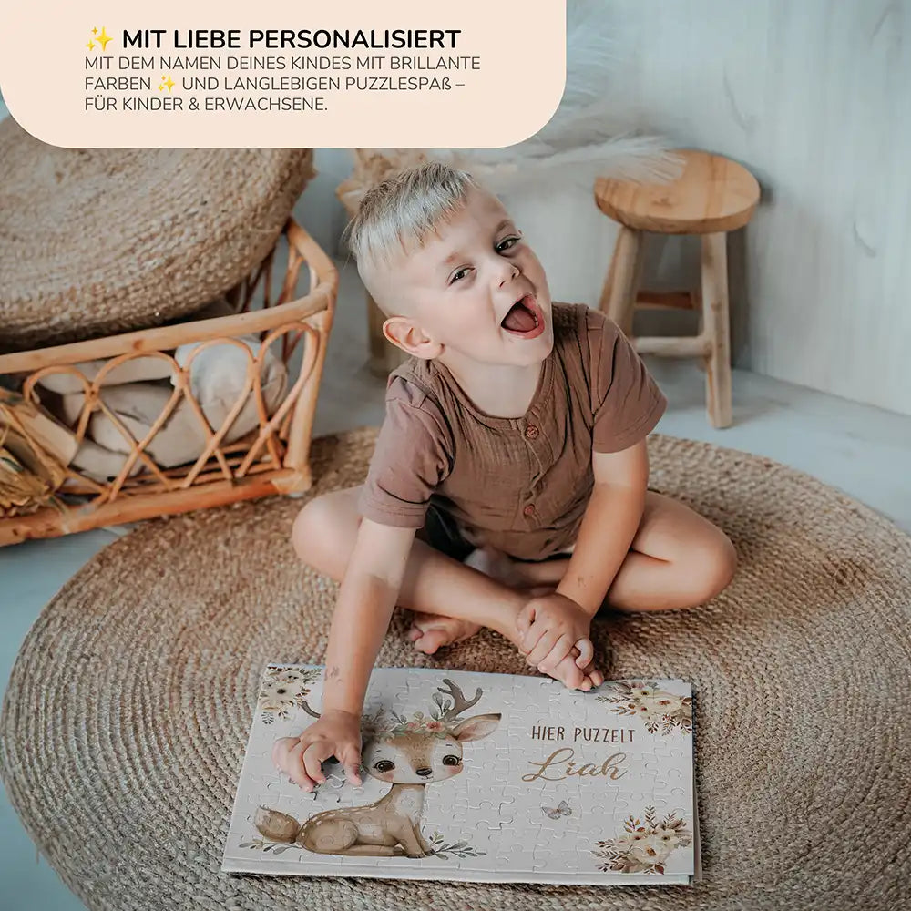 Kinderpuzzle personalisiert mit Namen - Baby Reh