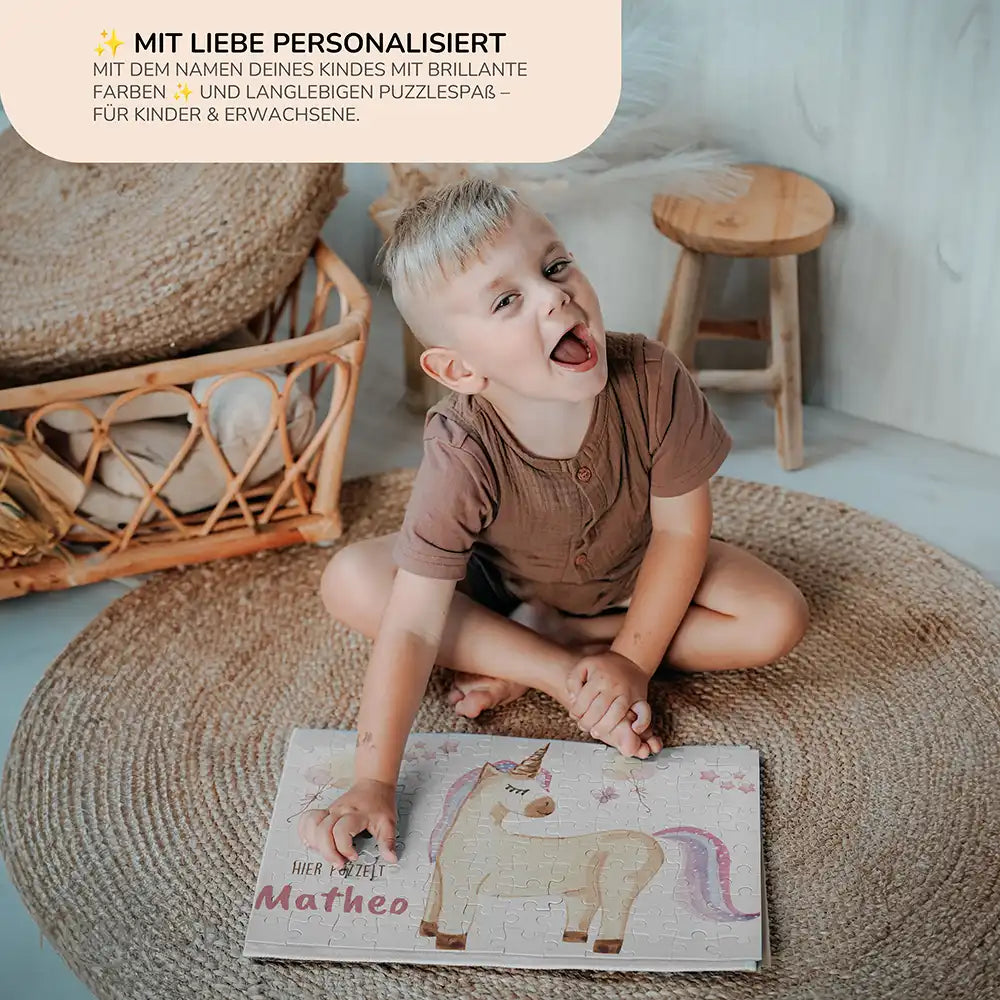 Kinderpuzzle personalisiert mit Namen - Einhorn
