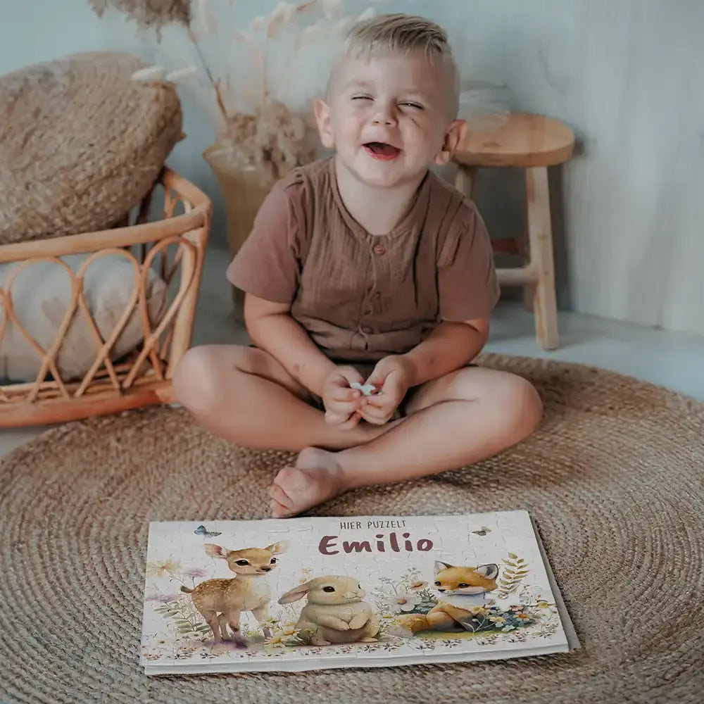 Kinderpuzzle personalisiert mit Namen - Waldtiere