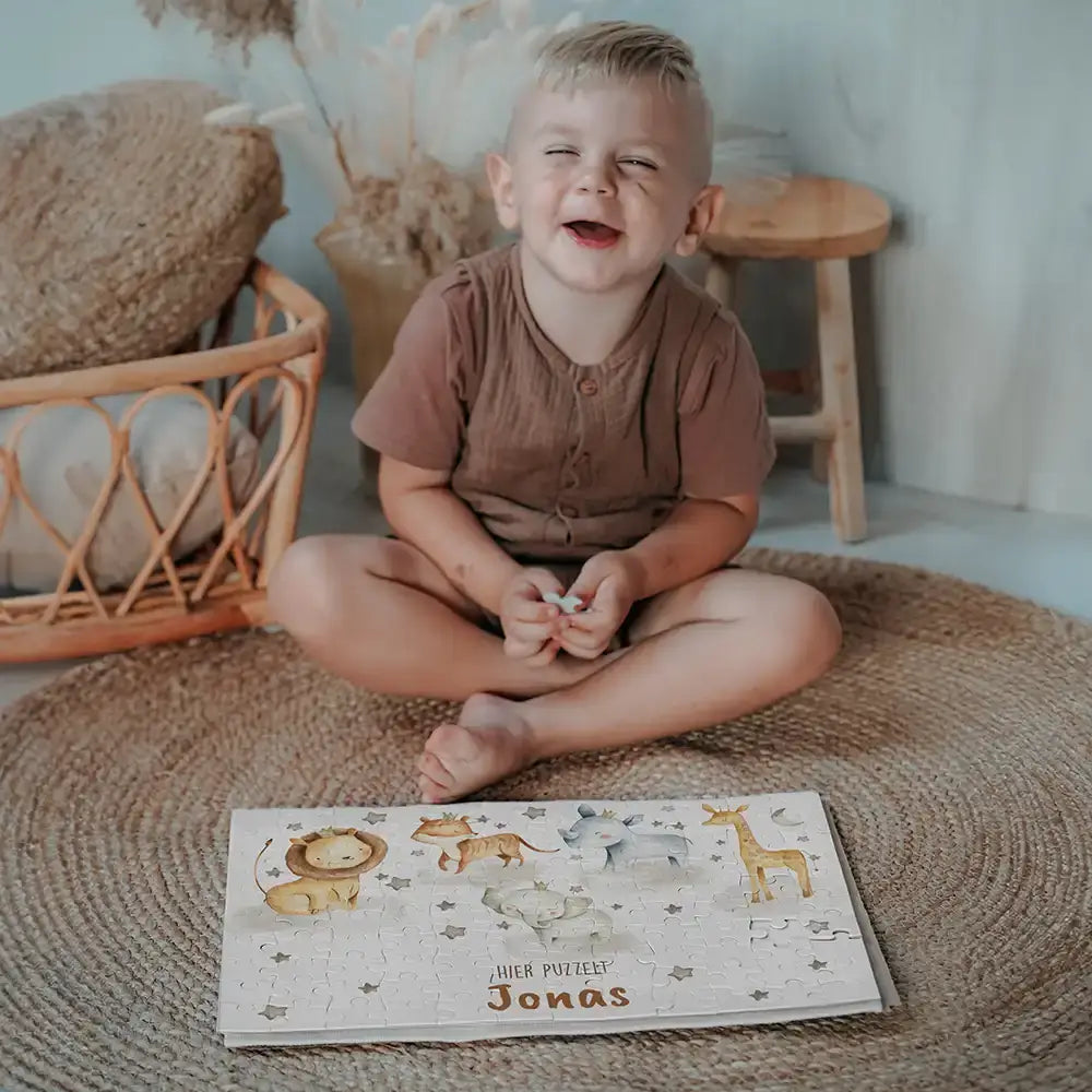 Kinderpuzzle personalisiert mit Namen - Wilde Safari