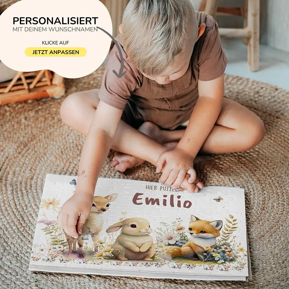Kinderpuzzle personalisiert mit Namen - Waldtiere