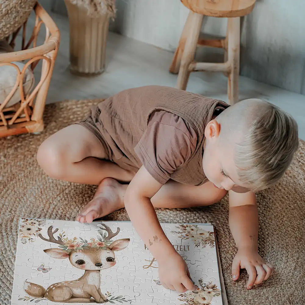 Kinderpuzzle personalisiert mit Namen - Baby Reh