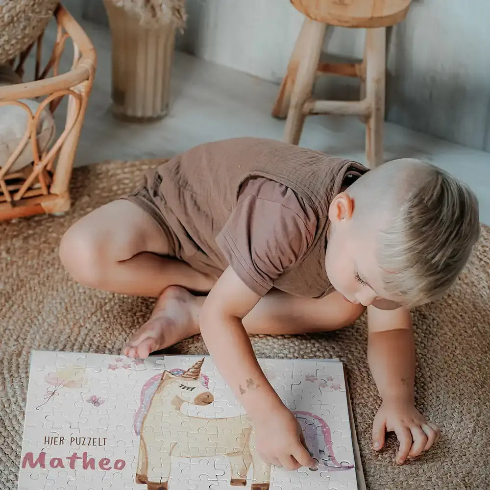 Kinderpuzzle personalisiert mit Namen - Einhorn