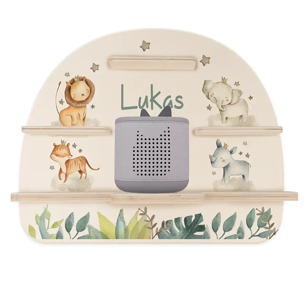 Tonie Regal aus Holz, Toniebox Regal Jungle Tierfamilie