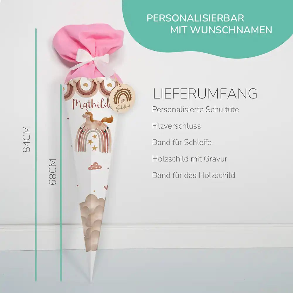 Personalisierte Schultüte Einhorn Boho 