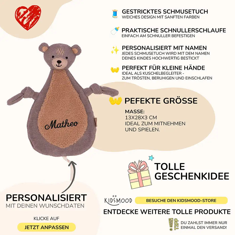 Schmusetuch Baby mit Namen - niedliche Motive
