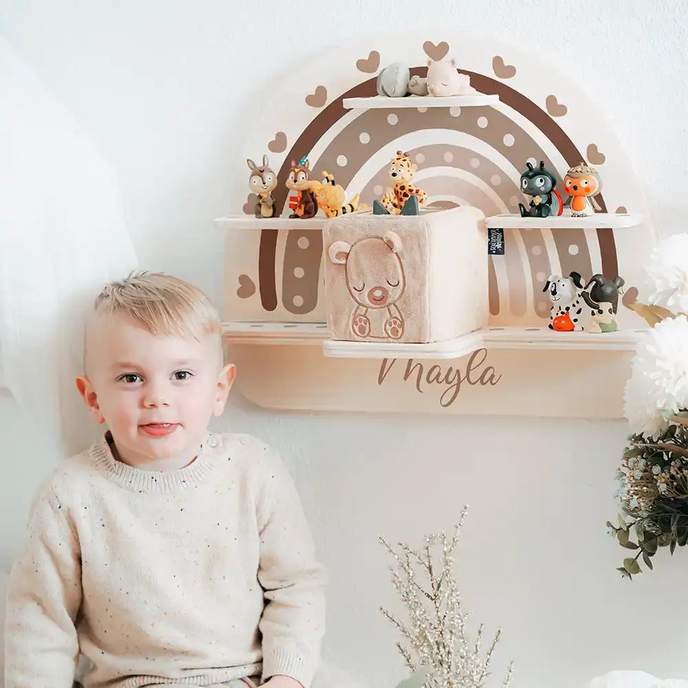 Tonie Regal aus Holz, Toniebox Regal Regenbogen Herz