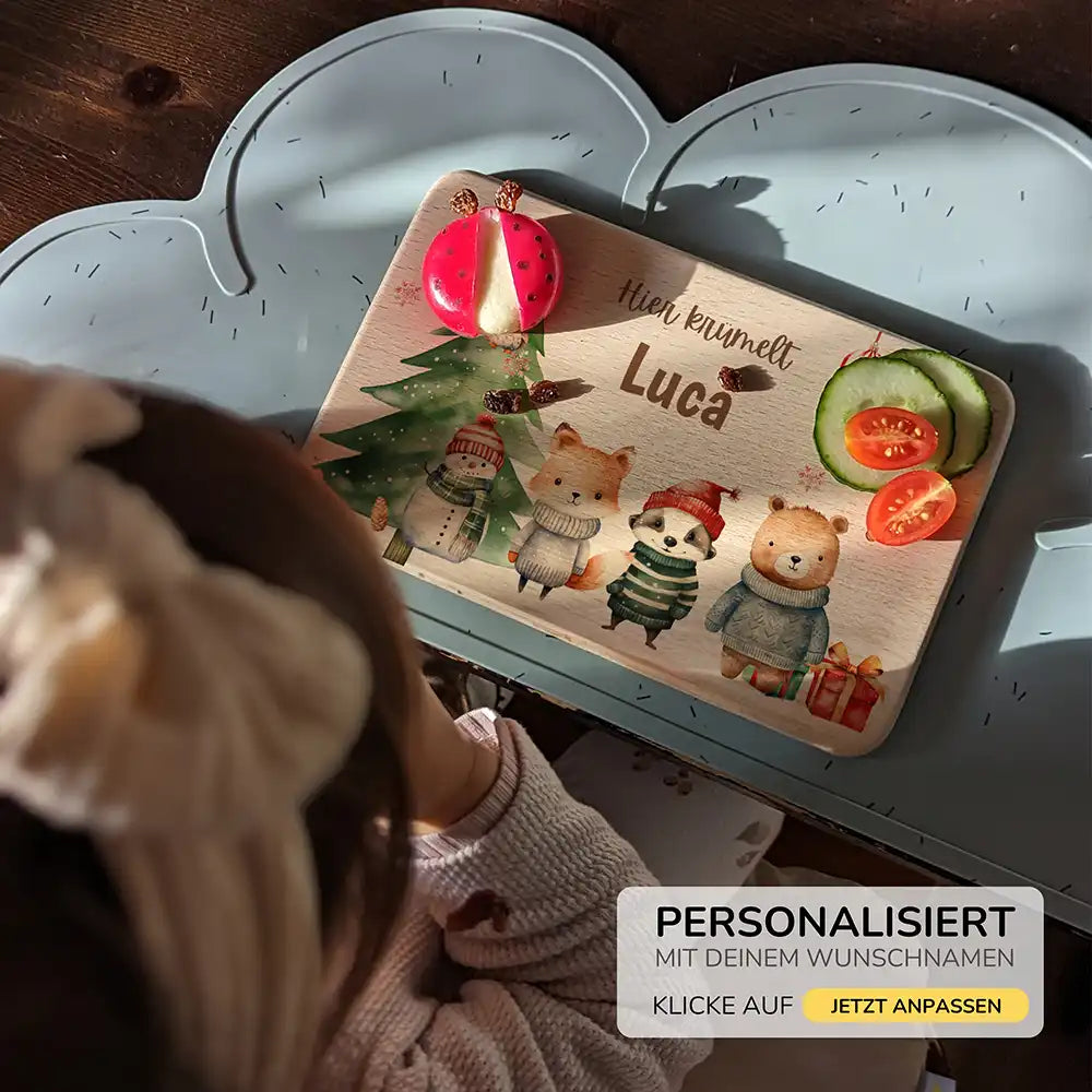 Frühstücksbrettchen Weihnachten - Tierfamilie Weihnachten