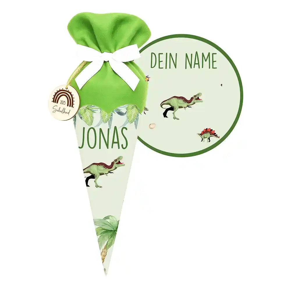 Personalisierte Schultüte mit Namen - Dino