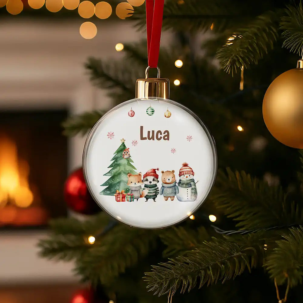 Weihnachtskugel personalisiert mit Namen - Waldzauber