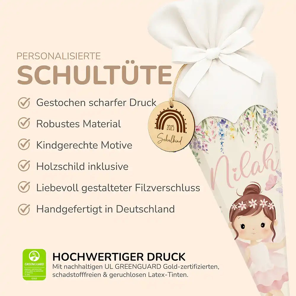 Personalisierte Schultüte mit Namen - zauberhafte Fee