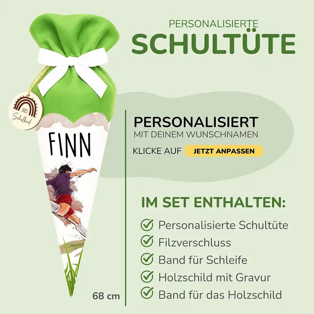 Personalisierte Schultüte mit Namen -  Fußballer