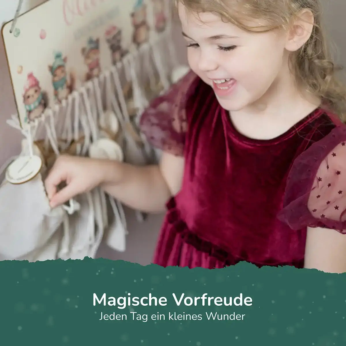 Personalisierbarer Adventskalender farbig - Winterfamilie