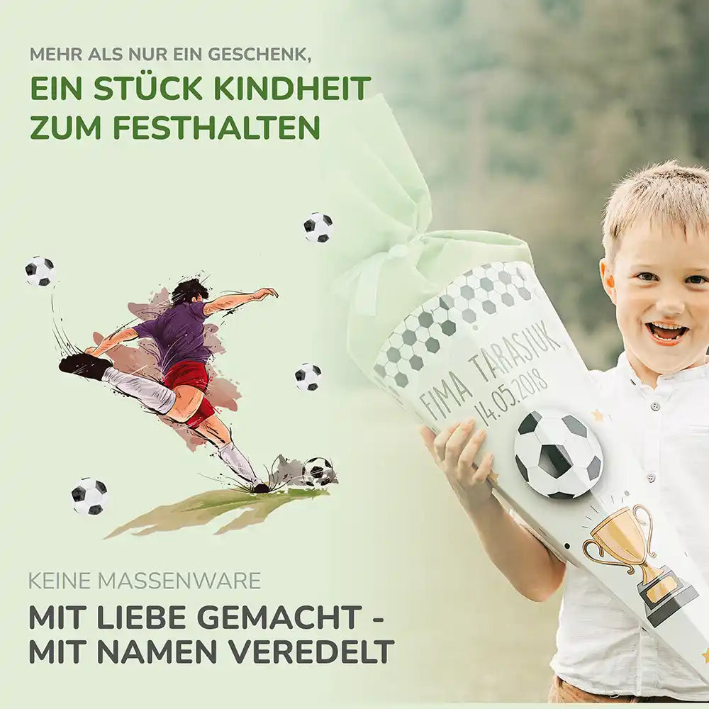 Personalisierte Schultüte mit Namen -  Fußballer