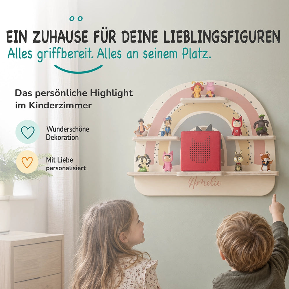 Tonie Regal aus Holz, Toniebox Regal personalisiert Regenbogen 6