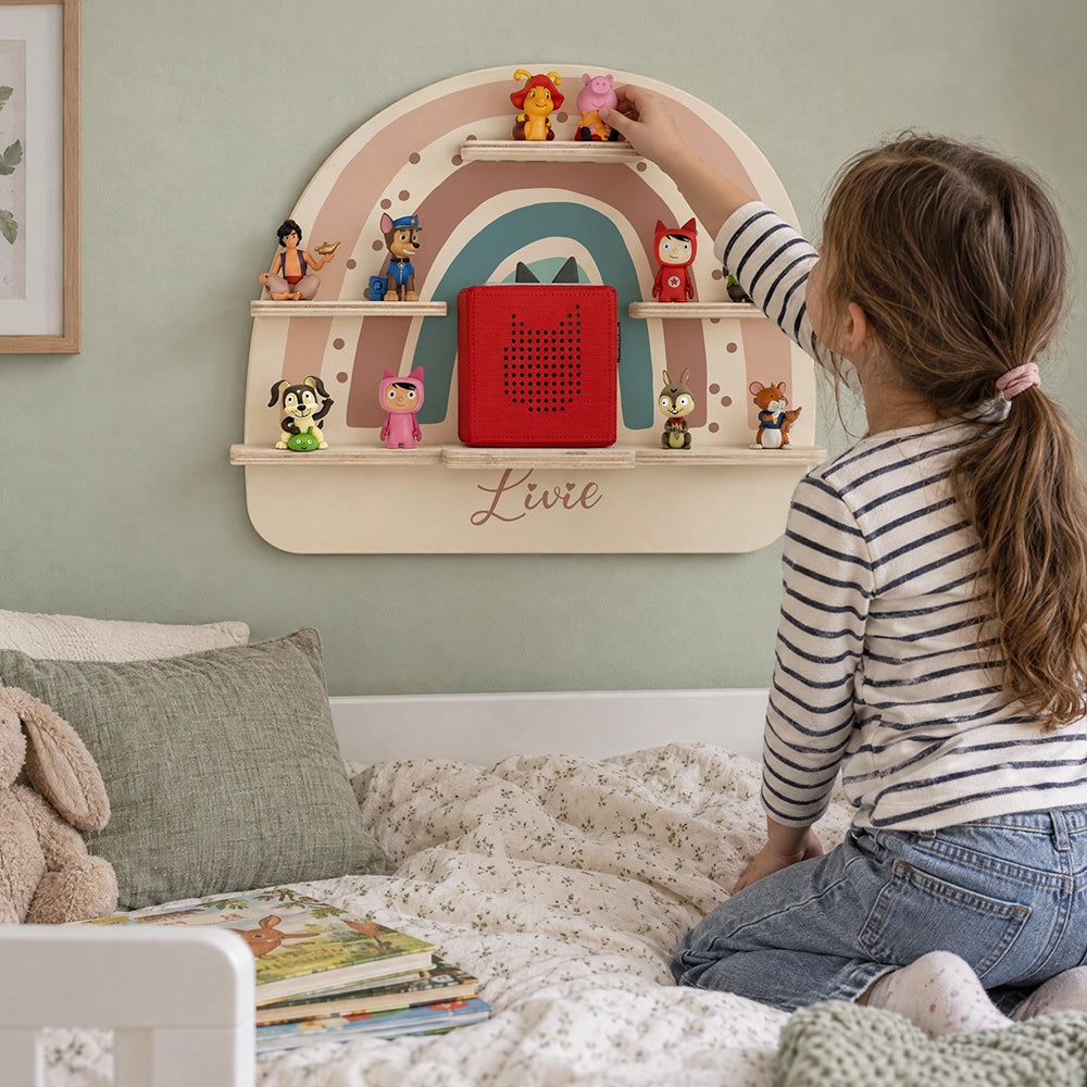 Tonie Regal aus Holz, Toniebox Regal personalisiert Regenbogen 9