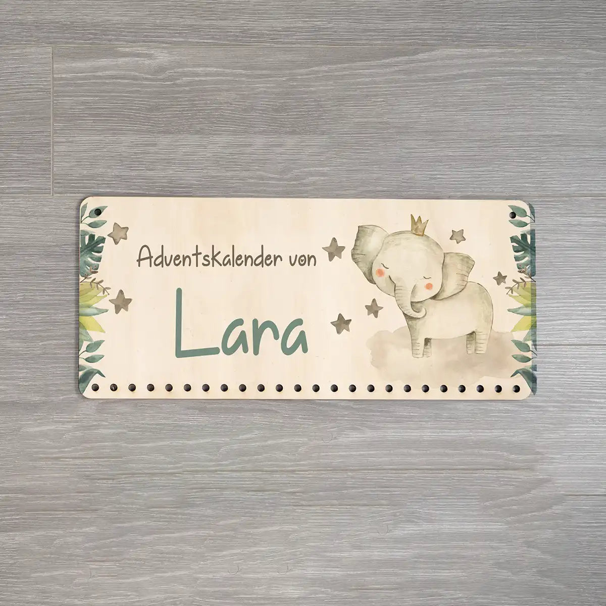 Personalisierbarer Adventskalender farbig - Elefant