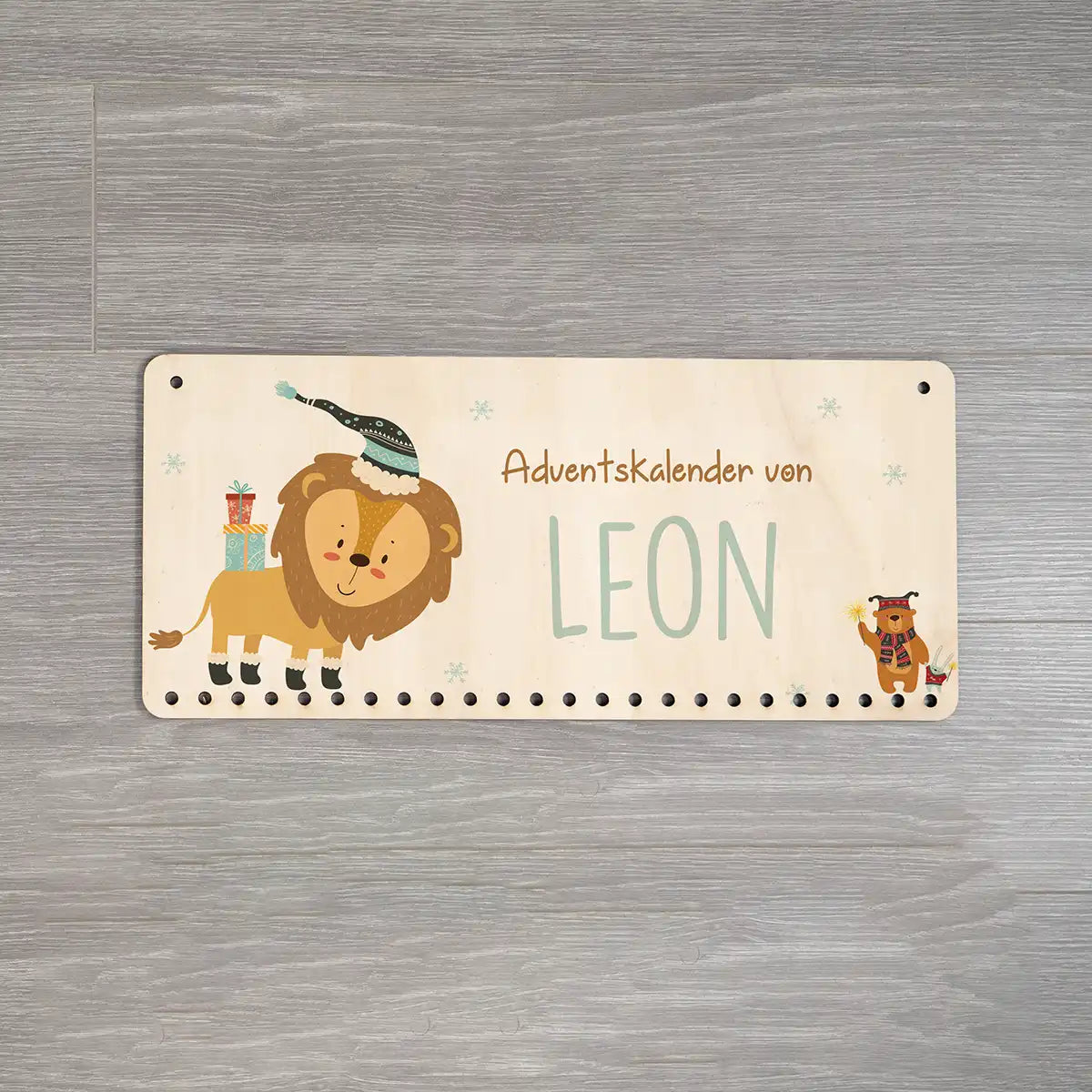Personalisierbarer Adventskalender farbig - Niedlicher Löwe