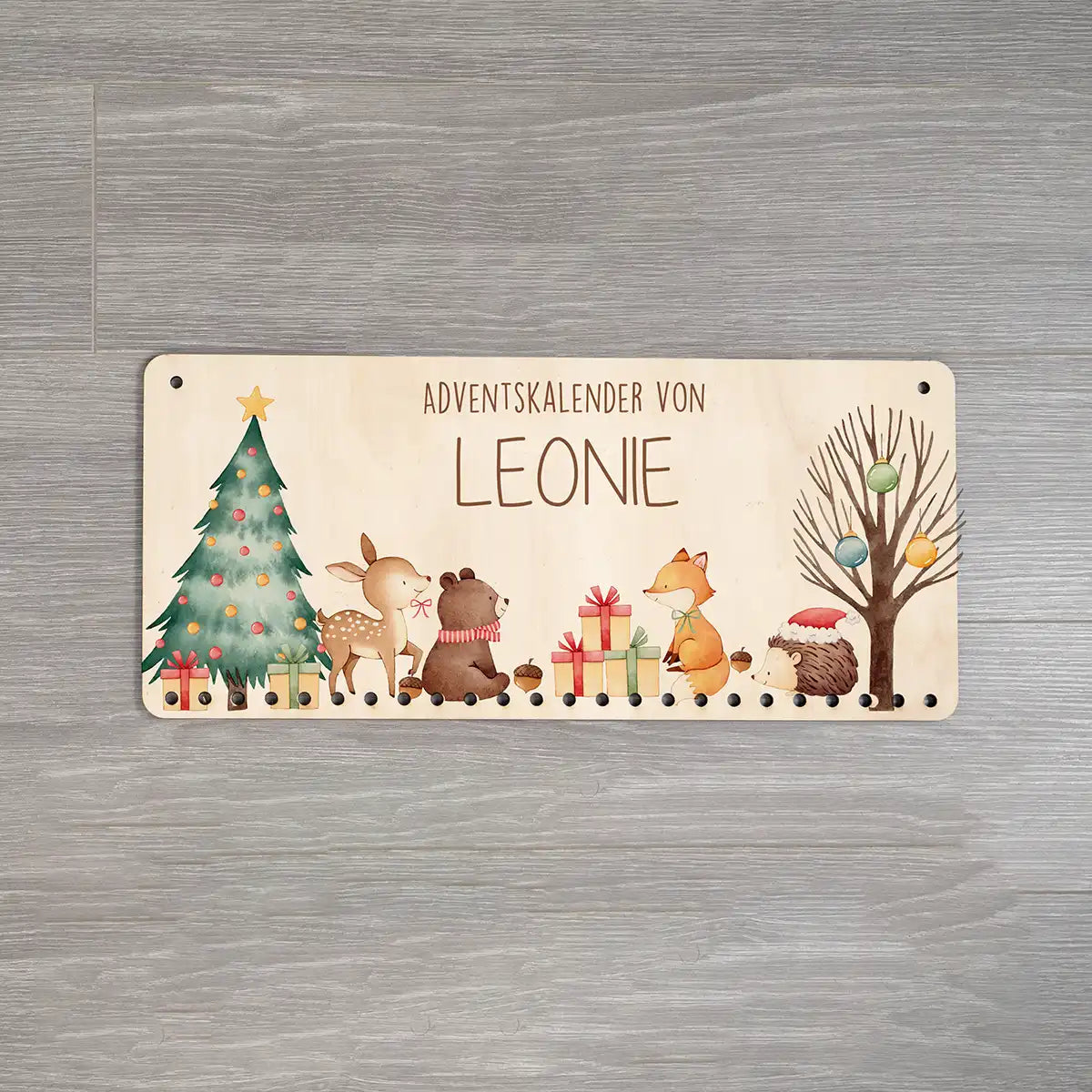 Personalisierbarer Adventskalender farbig - Waldfreunde