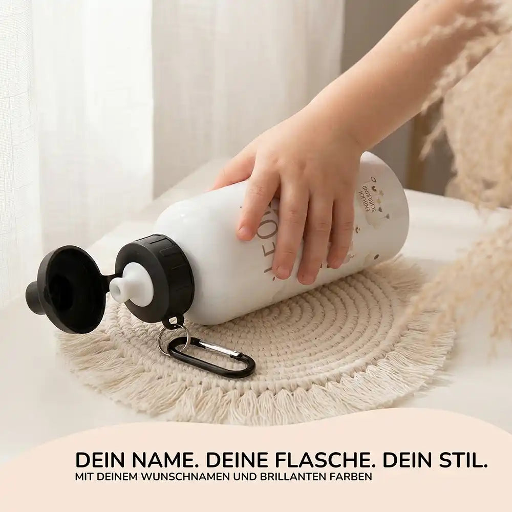 Personalisierte Trinkflasche Kinder Bär Regenbogen Schulkind – Kinderhand Lifestyle 500 ml
