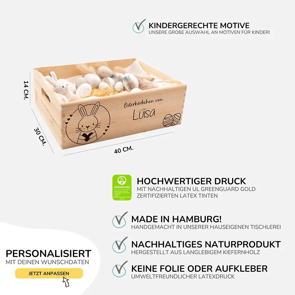 Osterkiste Holz personalisiert - Herzensleser