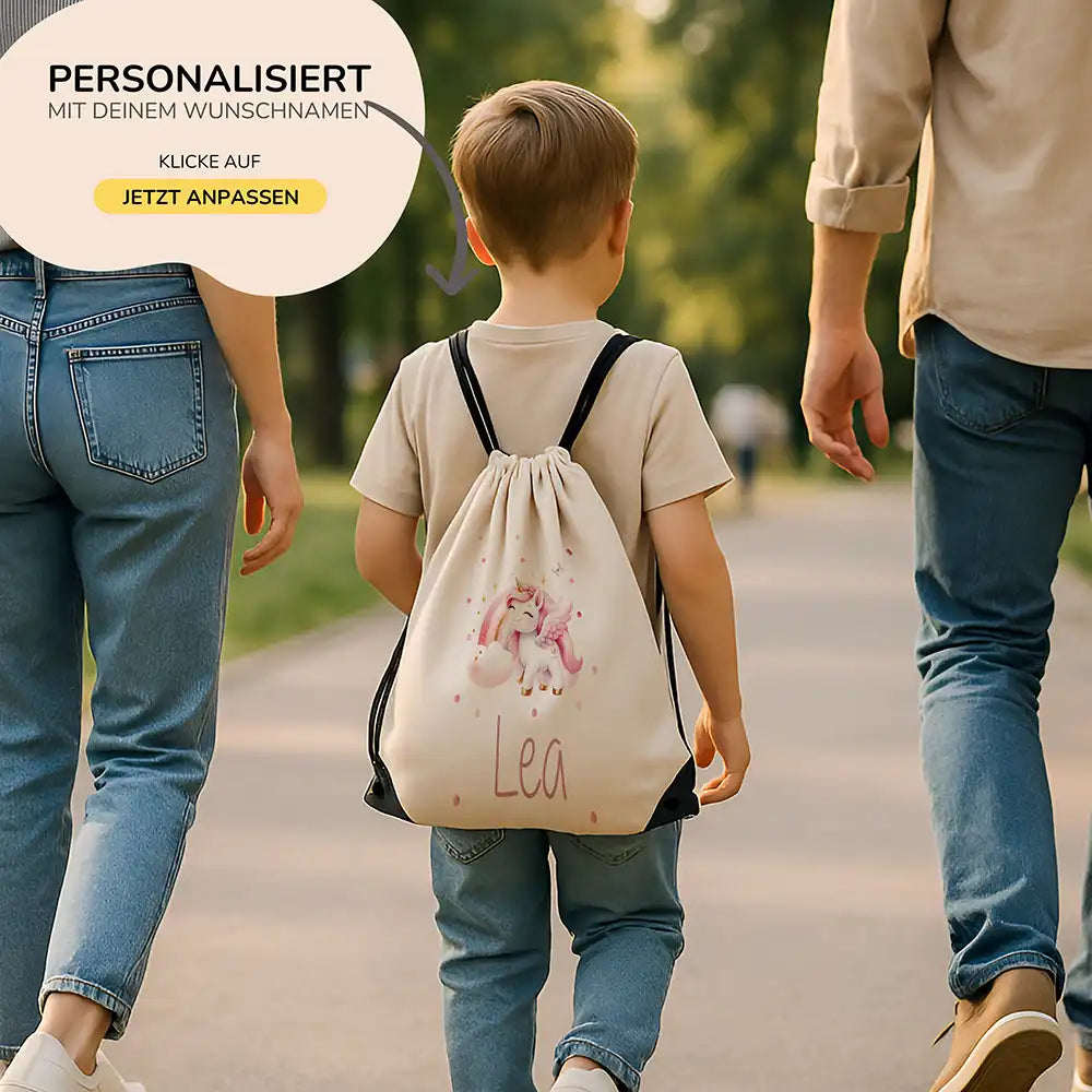 Personalisierter Turnbeutel mit Namen - Zauberhaftes Einhorn