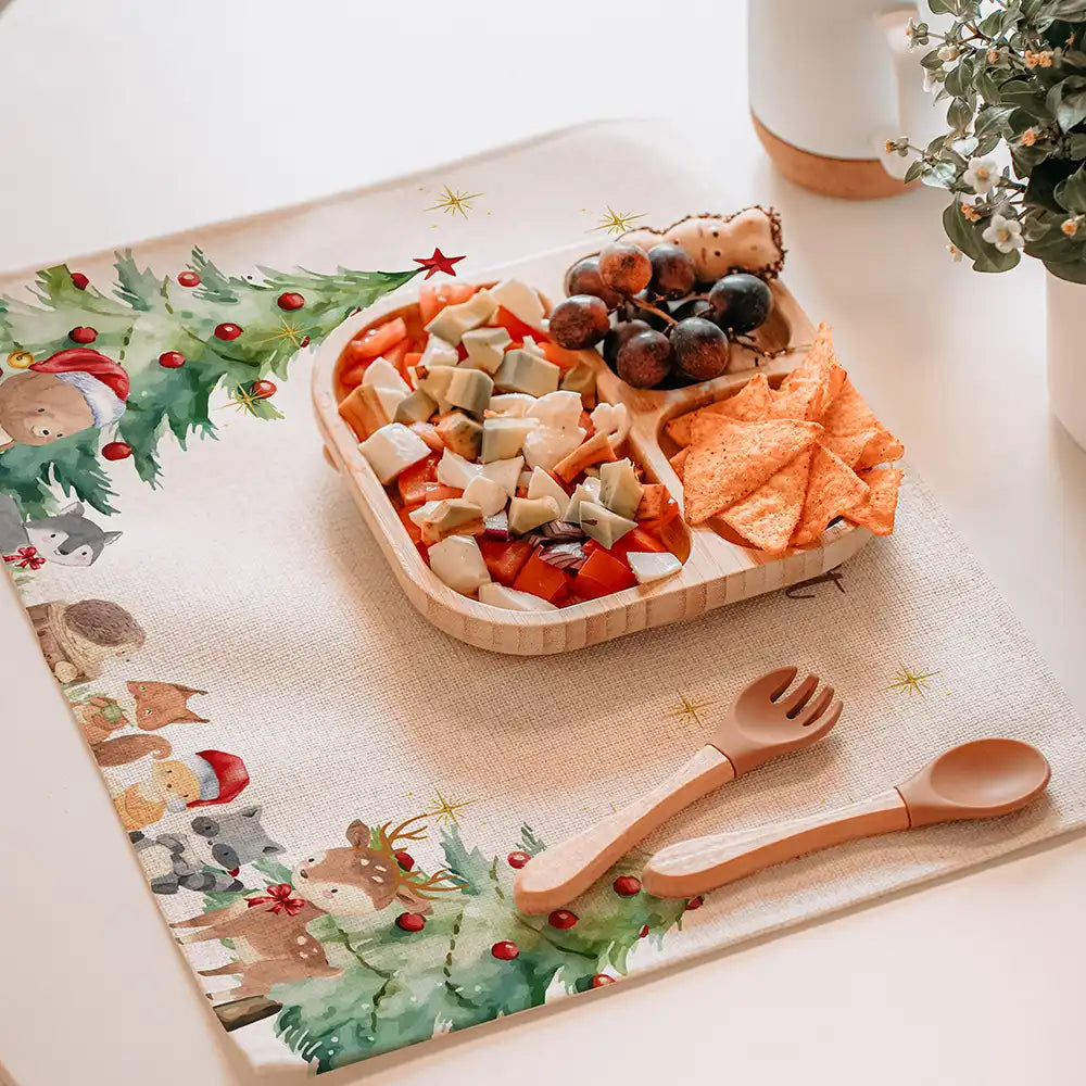Tischset Kinder personalisiert Weihnachtsmotiv - Waldtiere
