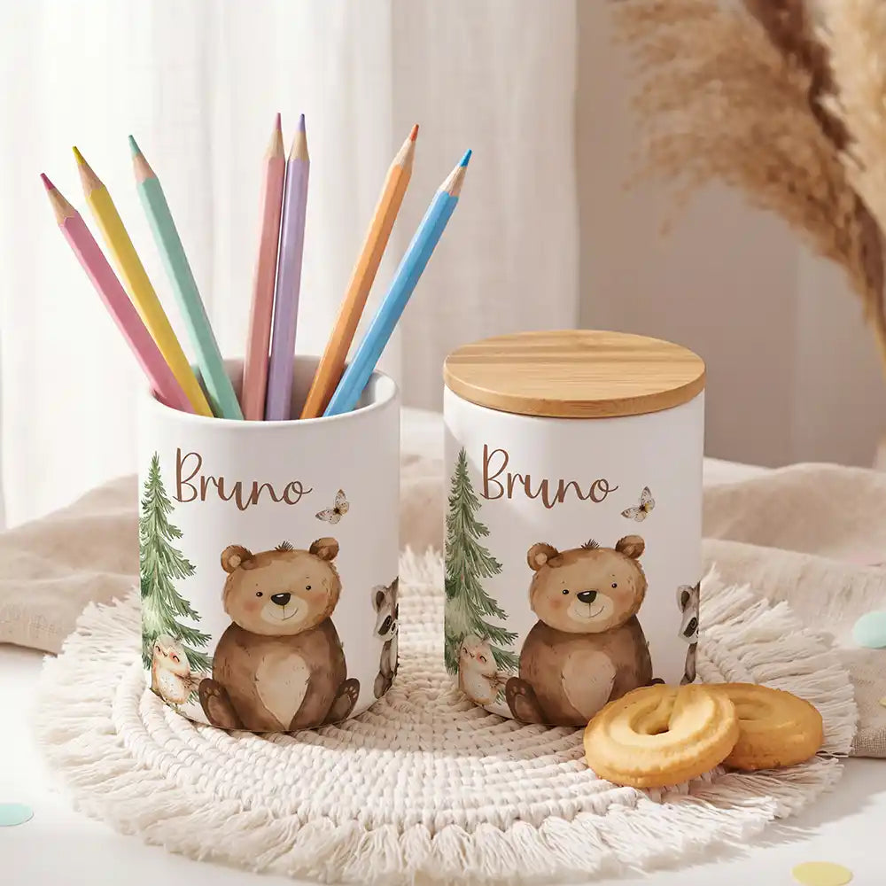 Personalisierte Keksdose Bär & Waschbär - liebevoll personalisiert