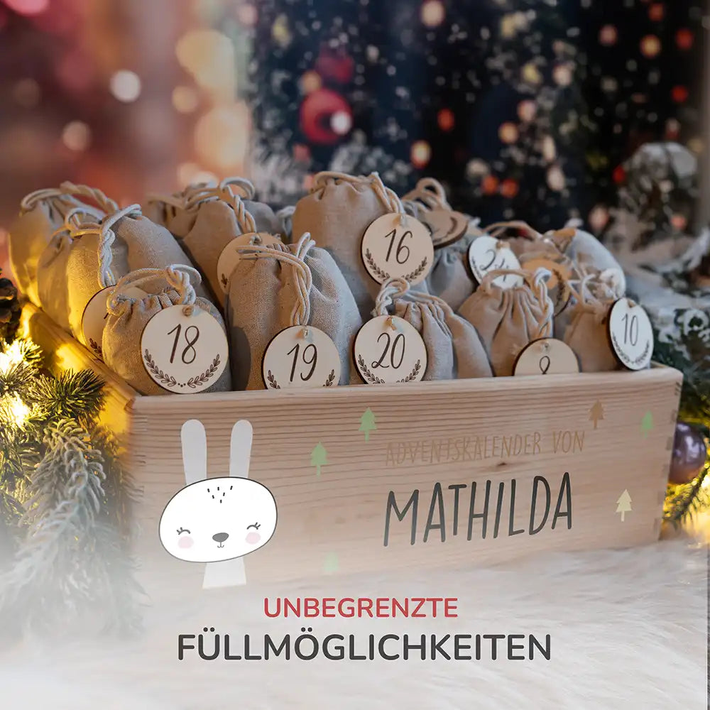 Personalisierte Adventskiste zum Befüllen - Winterhase