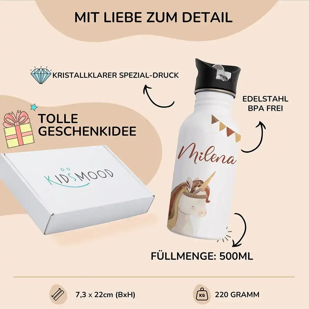 Trinkflaschen Kinder Edelstahl - Einhorn