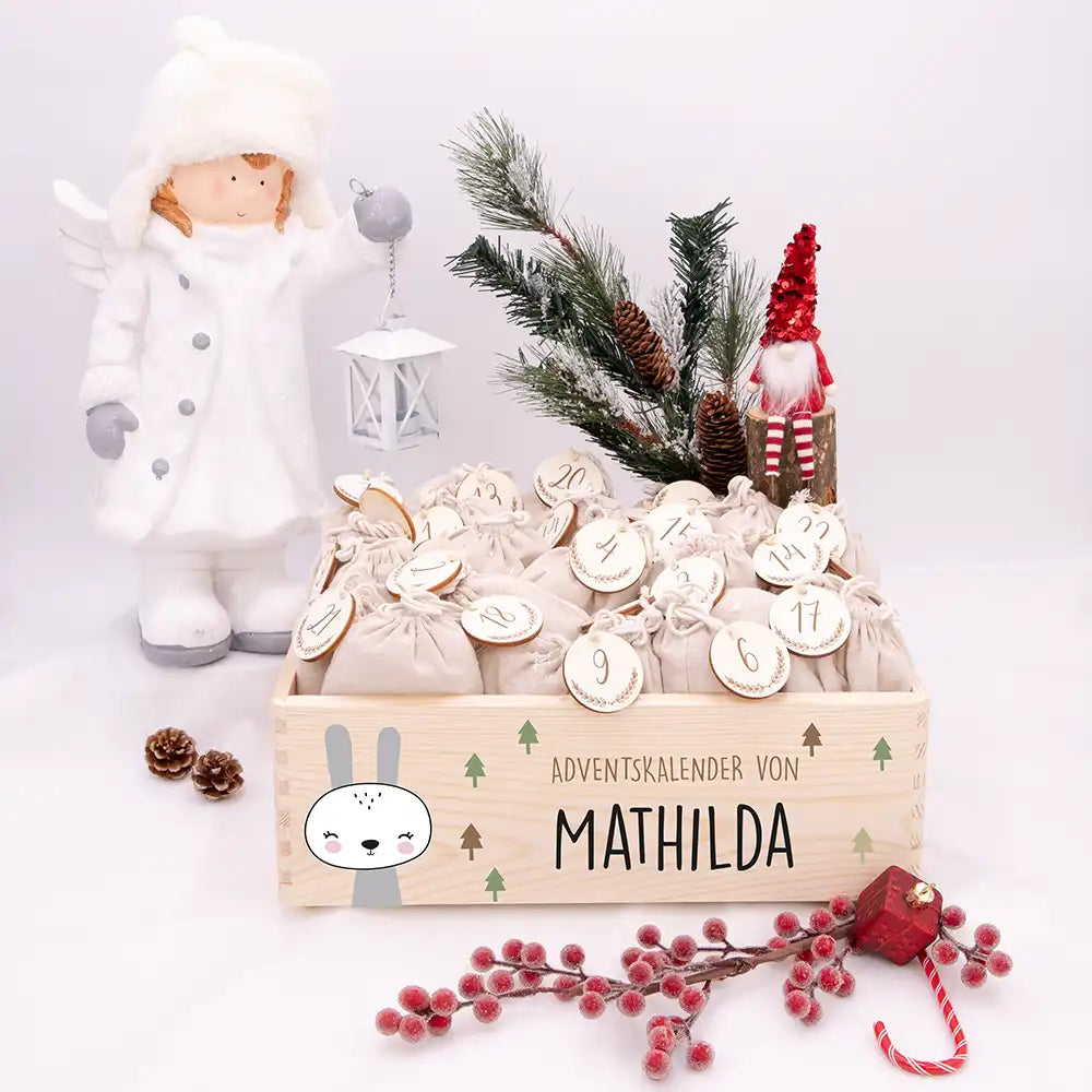 Personalisierte Adventskiste zum Befüllen - Winterhase
