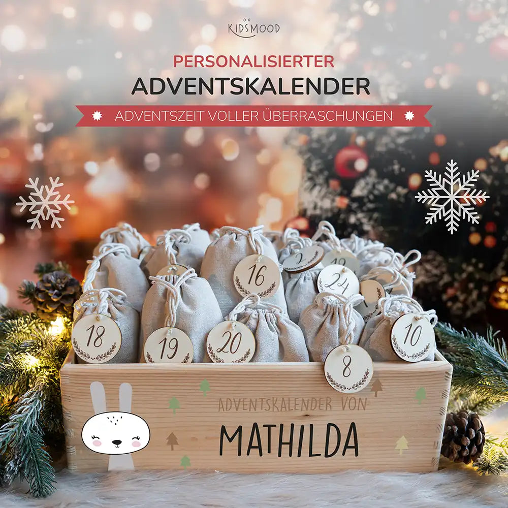 Personalisierte Adventskiste zum Befüllen - Winterhase