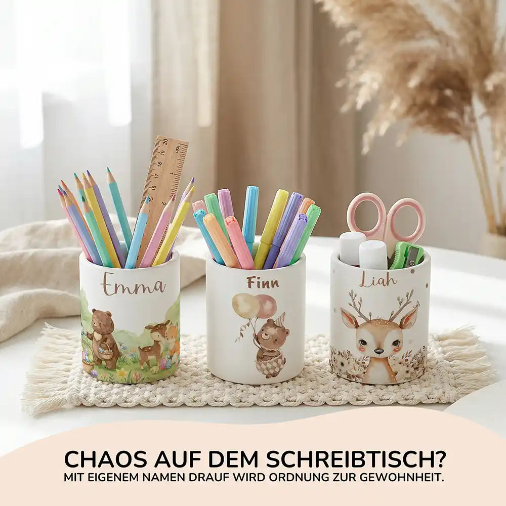 Personalisierte Spardose Bär Geburtstag – Keramik & Bambus mit Wunschname