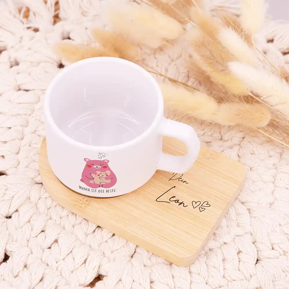 Personalisierte Tasse mit Namen Muttertag Bär Mama & Kind – alle Ansichten
