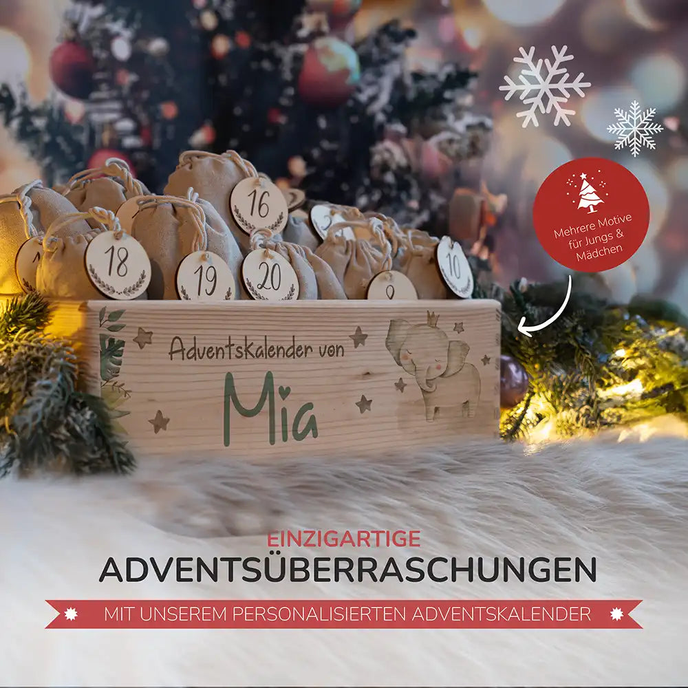 Personalisierte Adventskiste zum Befüllen - Elefant