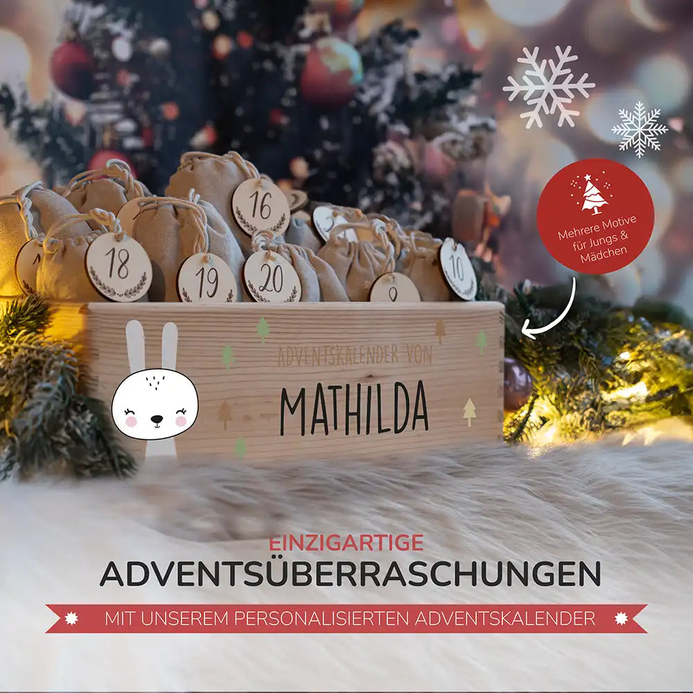 Personalisierte Adventskiste zum Befüllen - Winterhase