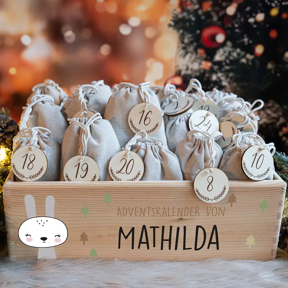 Personalisierte Adventskiste zum Befüllen - Winterhase