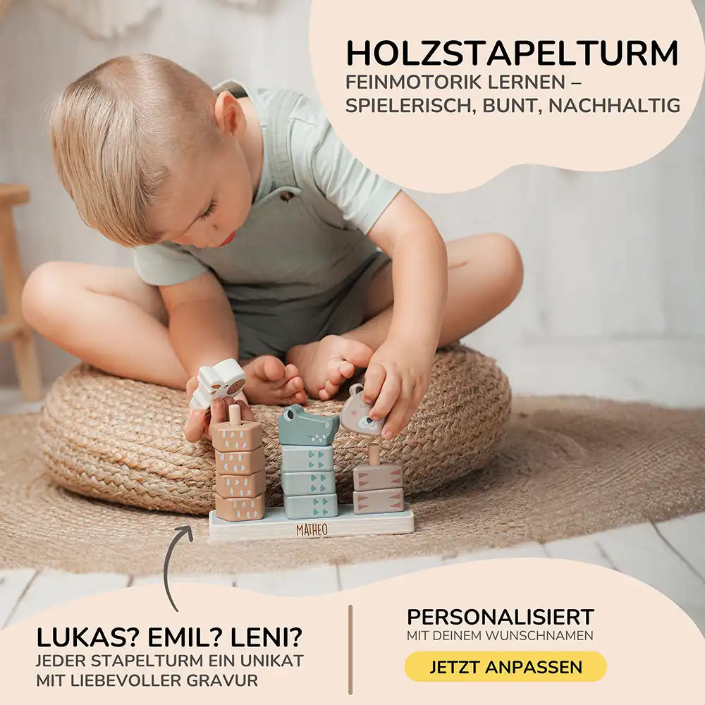 Holzstapelturm personalisiert mit Namen